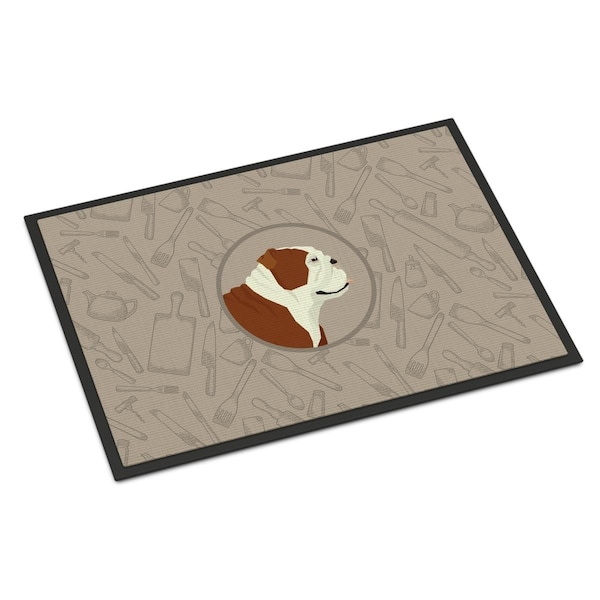 Carolines Treasures 24 x 36 in. English Bulldog in the Kitchen Indoor or Outdoor Mat CK2183JMAT - main
